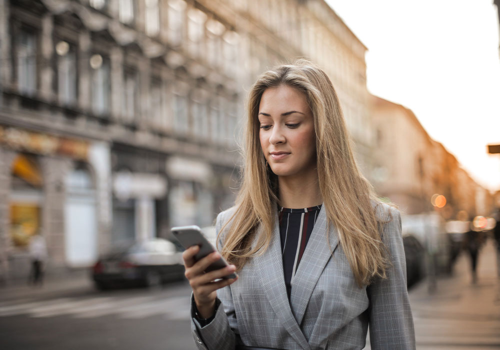 woman phone smart poster technology